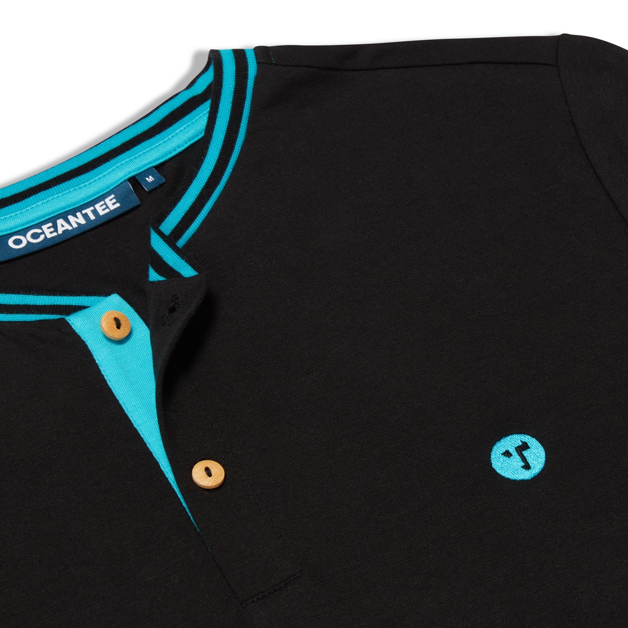 OCEANTEE Oceanic Black Polo Embroidery-Detail